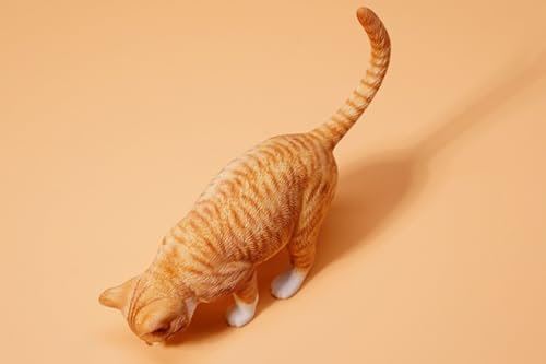 Figurine de chat de collection JXK : les chats mangent de la nourriture, peinte à la main par des experts, réaliste, en résine sûre, figurine animale miniature à l'échelle 1:6