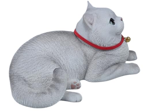 Figura de gato coleccionable JXK: Gato de pelo corto, pintada a mano por expertos, realista, de resina segura, miniatura a escala 1:3.