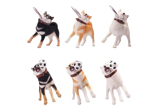 Figura de perro coleccionable JXK: Frisbee Shiba Inu, pintada a mano por expertos, realista, de resina segura, miniatura a escala 1:6, JXK071A