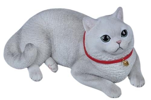 Figura de gato coleccionable JXK: Gato de pelo corto, pintada a mano por expertos, realista, de resina segura, miniatura a escala 1:3.