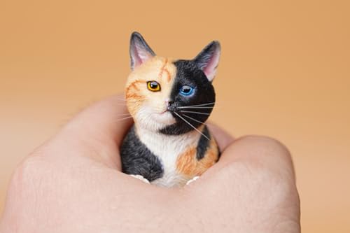 Figurine de chat de collection JXK : les chats mangent de la nourriture, peinte à la main par des experts, réaliste, en résine sûre, figurine animale miniature à l'échelle 1:6