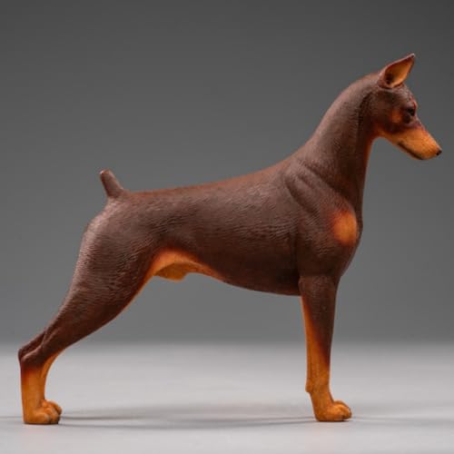 JXK Collectible Dog Figure: Dobermann, Expertly Hand-Painted, Lifelike, Safe Resin, 1:12 Scale Miniature Animal Figurine