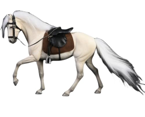 Figura de caballo coleccionable JXK: Caballo ILI marrón, pintado a mano por expertos, resina realista y segura, miniatura a escala 1:12