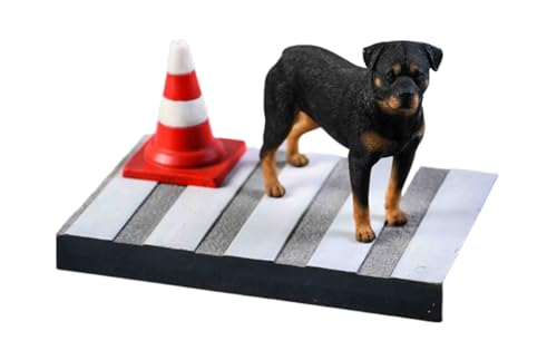 Figura de perro coleccionable JXK: Rottweiler, pintada a mano por expertos, realista, de resina segura, miniatura a escala 1:12, JXK042