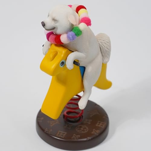 Figura de perro coleccionable JXK: Caballo balancín Shiba Inu 2.0, figura de animal en miniatura a escala 1:6