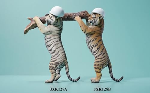 Figura de tigre coleccionable JXK: tigre en acción, pintado a mano por expertos, realista, resina segura, miniatura a escala 1:12.