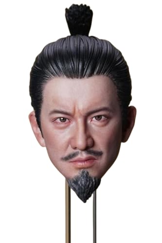 Escultura de cabeza masculina Super Duck a escala 1:6, escultura de cabeza de samurái Nobunaga Kimura con cuello para figuras de acción de 12 pulgadas