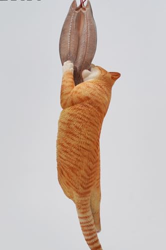 JXK Collectible Cat Figure: Cats That eat Fish 2.0, Expertly Hand-Painted, Lifelike, Safe Resin, 1:6 Scale Miniature Animal Figurine