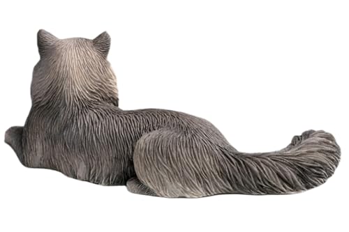 JXK Collectible Cat Figure: Mini Maine Coon, Expertly Hand-Painted, Lifelike, Safe Resin, Miniature Animal Figurine