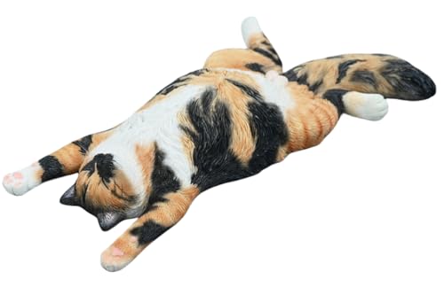 Figura de gato coleccionable JXK: Gato tumbado, pintada a mano por expertos, realista, resina segura, miniatura a escala 1:6