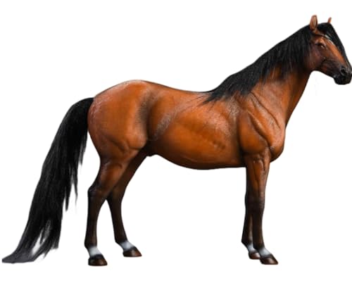 Figura de caballo coleccionable JXK: Caballo de sangre caliente, pintado a mano por expertos, resina realista y segura, miniatura a escala 1:12.