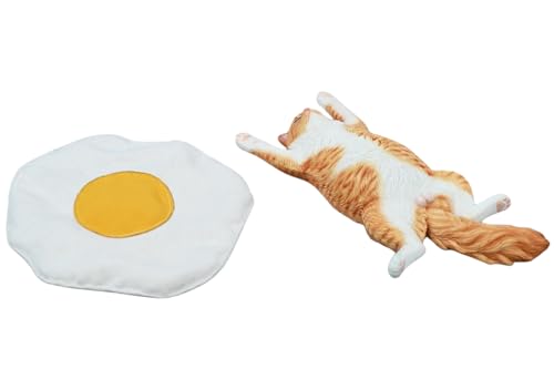 Figura de gato coleccionable JXK: Gato tumbado, pintada a mano por expertos, realista, resina segura, miniatura a escala 1:6