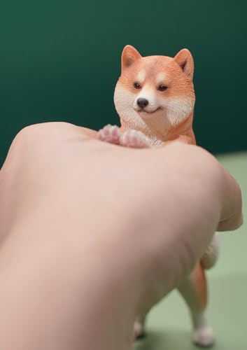 Figura de perro coleccionable JXK: Juega con un adorable Shiba Inu 2.0, pintada a mano por expertos, resina realista y segura, figura de animal en miniatura a escala 1:6