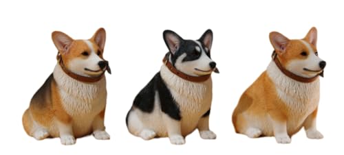 Figura de perro coleccionable JXK: Corgi galés Pembroke gordo, pintada a mano por expertos, resina realista y segura, miniatura a escala 1:6 JXK140A
