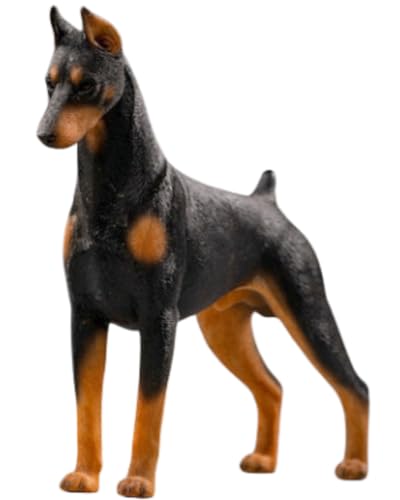 JXK Collectible Dog Figure: Dobermann, Expertly Hand-Painted, Lifelike, Safe Resin, 1:12 Scale Miniature Animal Figurine