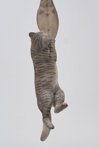 JXK Collectible Cat Figure: Cats That eat Fish 2.0, Expertly Hand-Painted, Lifelike, Safe Resin, 1:6 Scale Miniature Animal Figurine