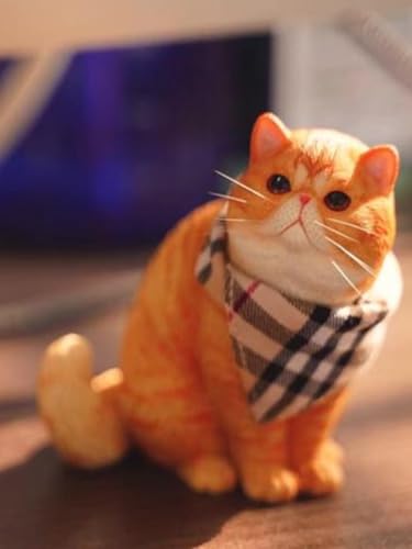 JXK Collectible Cat Figure: Change Head Exotic Shorthair Cat, Expertly Hand-Painted, Lifelike, Safe Resin, 1:6 Scale Miniature Animal Figurine