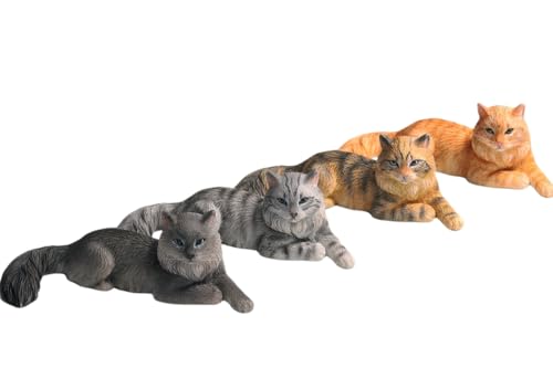 JXK Collectible Cat Figure: Mini Maine Coon, Expertly Hand-Painted, Lifelike, Safe Resin, Miniature Animal Figurine