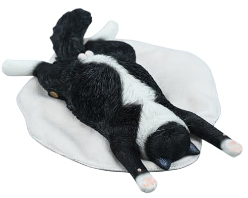 Figura de gato coleccionable JXK: Gato tumbado, pintada a mano por expertos, realista, resina segura, miniatura a escala 1:6