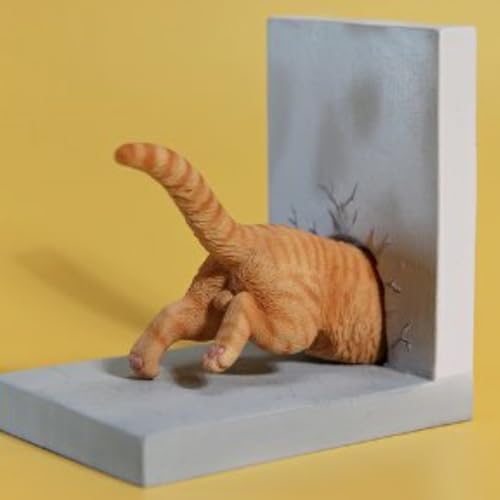 Figura de gato coleccionable JXK: El gato a través de la pared, pintada a mano por expertos, resina realista y segura, miniatura a escala 1:6.
