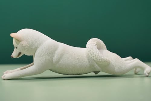 Figura de perro coleccionable JXK: Juega con un adorable Shiba Inu 2.0, pintada a mano por expertos, resina realista y segura, figura de animal en miniatura a escala 1:6