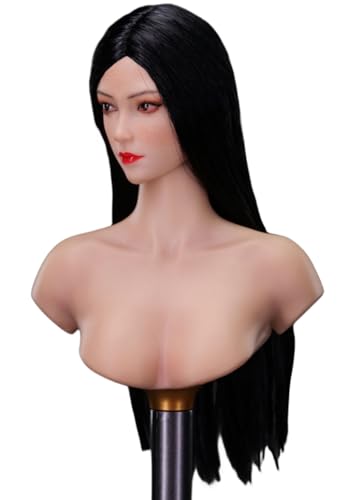 Escultura de cabeza femenina a escala 1:6, estilo Mu, de niña asiática, para figuras de acción de 12 pulgadas.