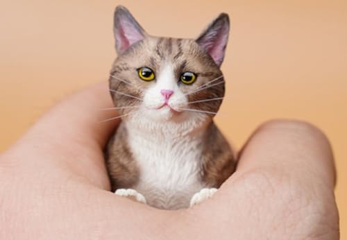 Figurine de chat de collection JXK : les chats mangent de la nourriture, peinte à la main par des experts, réaliste, en résine sûre, figurine animale miniature à l'échelle 1:6