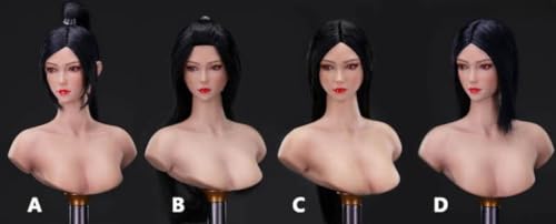 Escultura de cabeza femenina a escala 1:6, estilo Mu, de niña asiática, para figuras de acción de 12 pulgadas.
