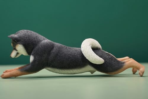 Figura de perro coleccionable JXK: Juega con un adorable Shiba Inu 2.0, pintada a mano por expertos, resina realista y segura, figura de animal en miniatura a escala 1:6