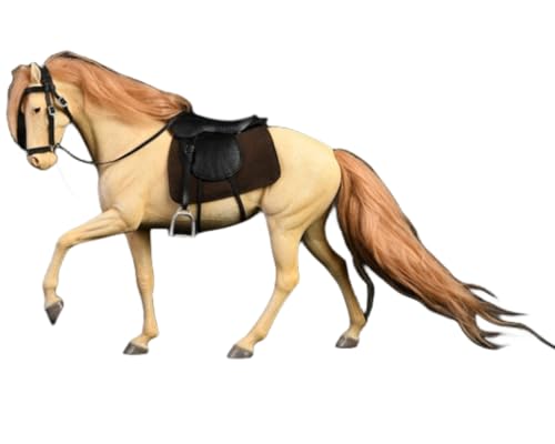 Figura de caballo coleccionable JXK: Caballo ILI marrón, pintado a mano por expertos, resina realista y segura, miniatura a escala 1:12
