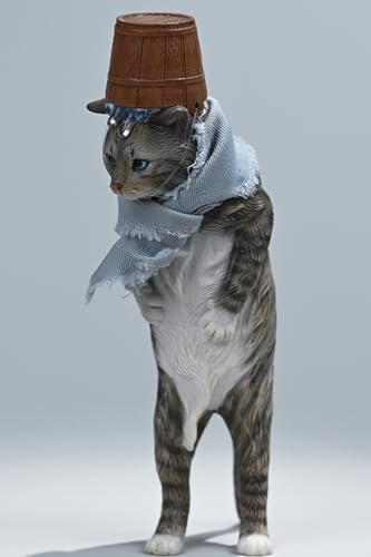 Figura de gato coleccionable JXK: El gato de la casa de baños, pintada a mano por expertos, resina realista y segura, miniatura a escala 1:6.