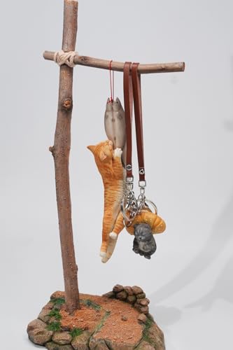 JXK Collectible Cat Figure: Cats That eat Fish 2.0, Expertly Hand-Painted, Lifelike, Safe Resin, 1:6 Scale Miniature Animal Figurine