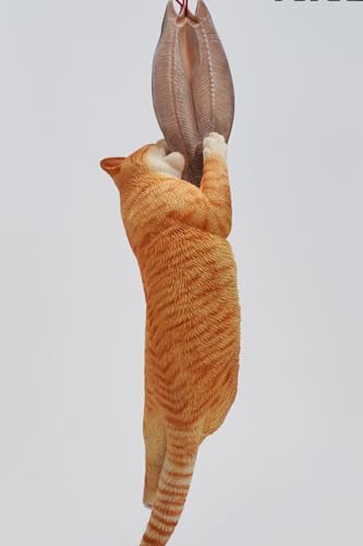 JXK Collectible Cat Figure: Cats That eat Fish 2.0, Expertly Hand-Painted, Lifelike, Safe Resin, 1:6 Scale Miniature Animal Figurine