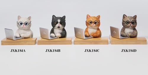 Figura de gato coleccionable JXK: Gato relajado, pintada a mano por expertos, realista, resina segura, miniatura a escala 1:6