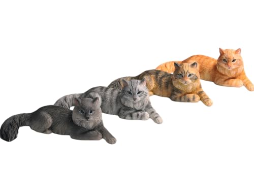 JXK Collectible Cat Figure: Mini Maine Coon, Expertly Hand-Painted, Lifelike, Safe Resin, Miniature Animal Figurine