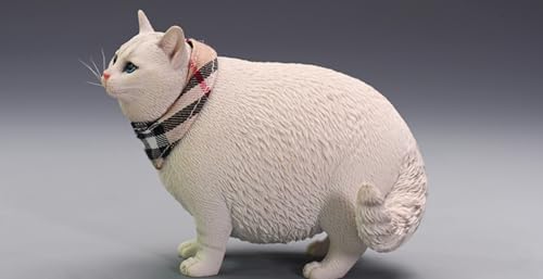 Figura de gato coleccionable JXK: Gato gordo con cabeza cambiante, pintada a mano por expertos, resina realista y segura, miniatura a escala 1:6.