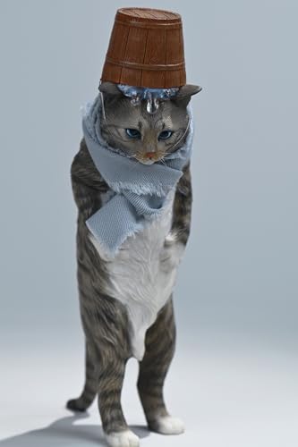 Figura de gato coleccionable JXK: El gato de la casa de baños, pintada a mano por expertos, resina realista y segura, miniatura a escala 1:6.