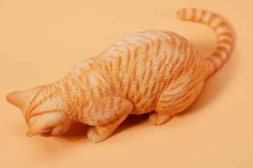Figurine de chat de collection JXK : les chats mangent de la nourriture, peinte à la main par des experts, réaliste, en résine sûre, figurine animale miniature à l'échelle 1:6