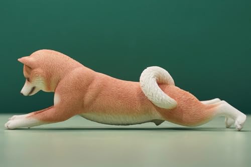 Figura de perro coleccionable JXK: Juega con un adorable Shiba Inu 2.0, pintada a mano por expertos, resina realista y segura, figura de animal en miniatura a escala 1:6