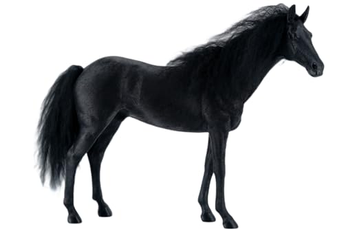 Figura de caballo coleccionable JXK: Caballos Akhal-Teke negros, pintados a mano por expertos, resina realista y segura, miniatura a escala 1:6.