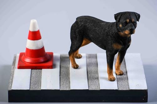 Figura de perro coleccionable JXK: Rottweiler, pintada a mano por expertos, realista, de resina segura, miniatura a escala 1:12, JXK042