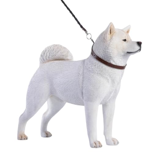 Figura de perro coleccionable JXK: Akita japonés, pintada a mano por expertos, realista, resina segura, miniatura a escala 1:6.