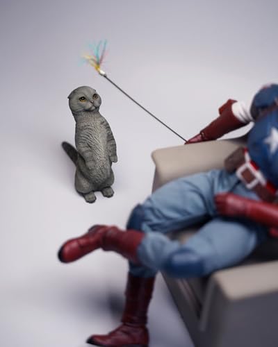 Figura de gato coleccionable JXK: Scottish Fold, pintada a mano por expertos, realista, resina segura, miniatura a escala 1:6