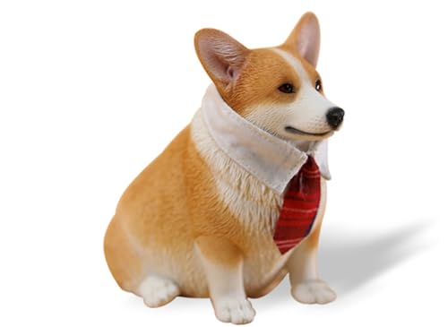 Figura de perro coleccionable JXK: Corgi galés Pembroke gordo, pintada a mano por expertos, resina realista y segura, miniatura a escala 1:6 JXK140A