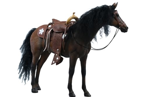 Figura de caballo coleccionable JXK: Caballos Akhal-Teke negros, pintados a mano por expertos, resina realista y segura, miniatura a escala 1:6.