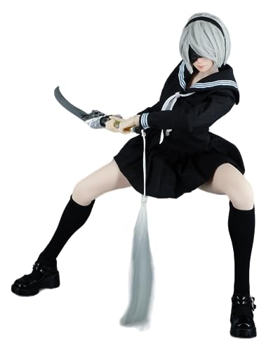 Ropa para muñeca femenina a escala 1/6: Conjunto de traje de baño de uniforme escolar