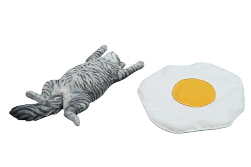 Figura de gato coleccionable JXK: Gato tumbado, pintada a mano por expertos, realista, resina segura, miniatura a escala 1:6
