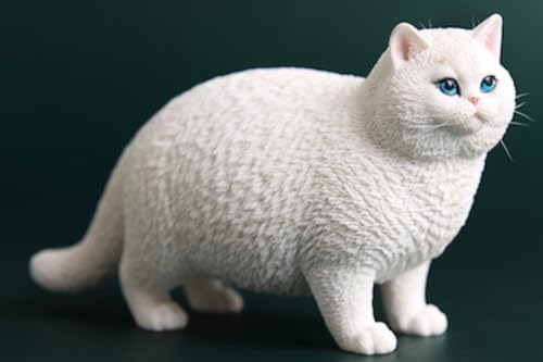 JXK Collectible Cat Figure: British Shorthair Cat, Expertly Hand-Painted, Lifelike, Safe Resin, 1:6 Scale Miniature Animal Figurine