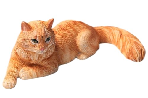 JXK Collectible Cat Figure: Mini Maine Coon, Expertly Hand-Painted, Lifelike, Safe Resin, Miniature Animal Figurine