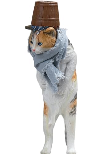 Figura de gato coleccionable JXK: El gato de la casa de baños, pintada a mano por expertos, resina realista y segura, miniatura a escala 1:6.